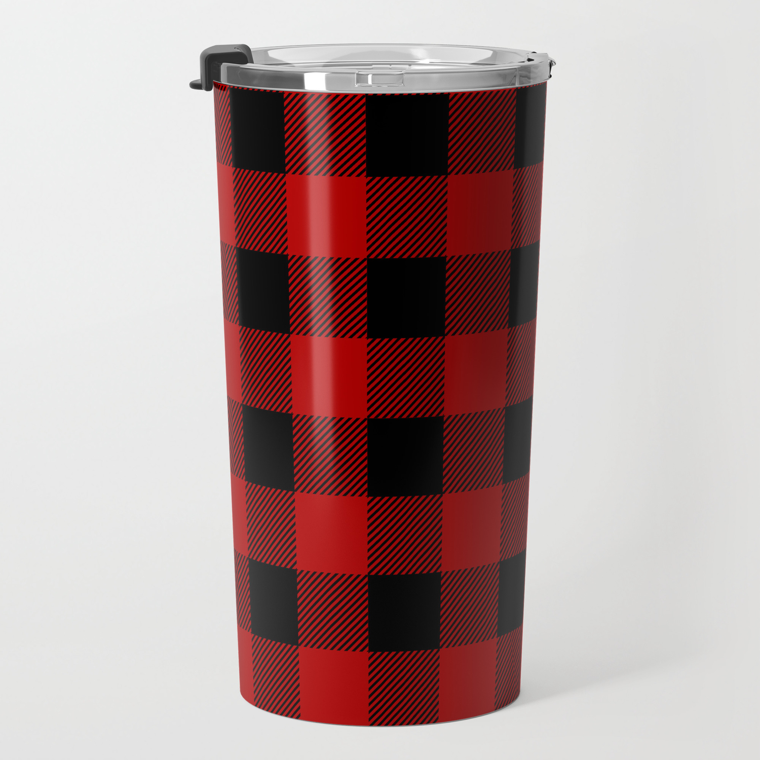Red And Black Buffalo Plaid Pattern Travel Mug By Artonwear Society6