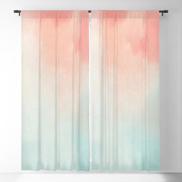 Artistic coral teal abstract watercolor clouds Blackout Curtain