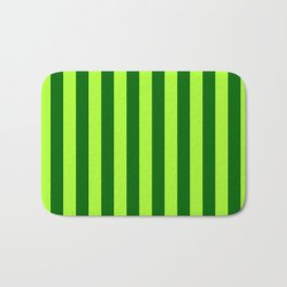 [ Thumbnail: Dark Green & Light Green Colored Stripes/Lines Pattern Bath Mat ]