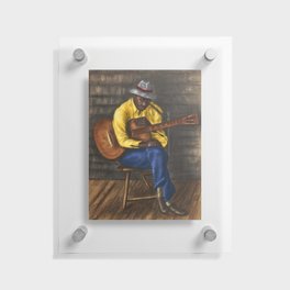 African American Masterpiece Sleepy time down south with guitar portrait painting by Saul Kovner Floating Acrylic Print