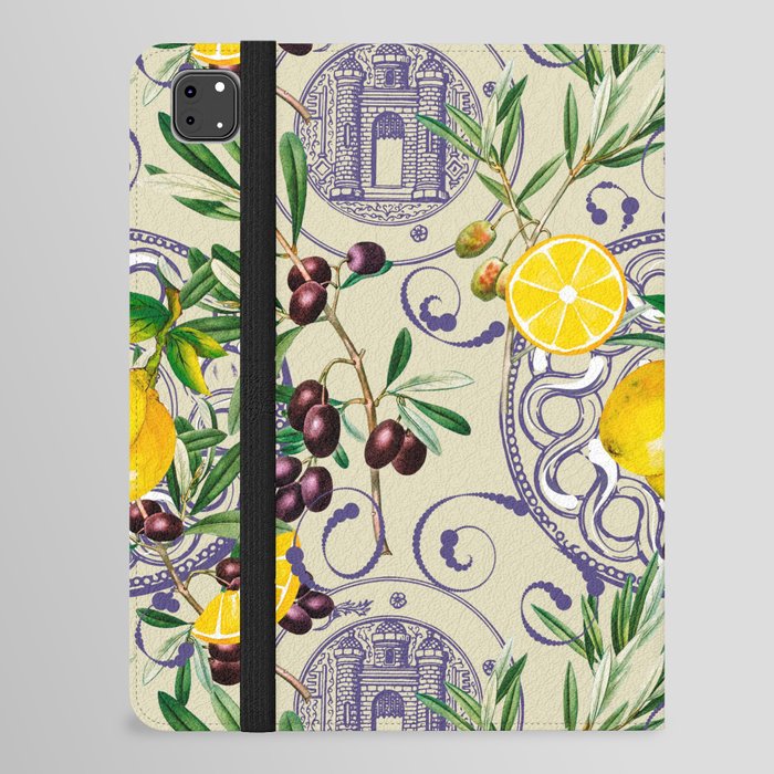 Mediterranean,Tuscan style,lemons,olives pattern  iPad Folio Case