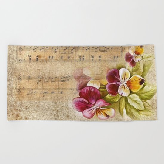 Vintage music #7 Beach Towel