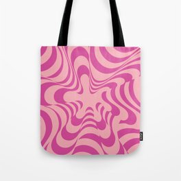 Abstract Groovy Retro Liquid Swirl Pink Pattern Tote Bag