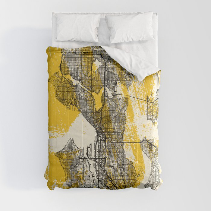 Seattle USA Map Poster - City Map Illustration - Aesthetic Comforter