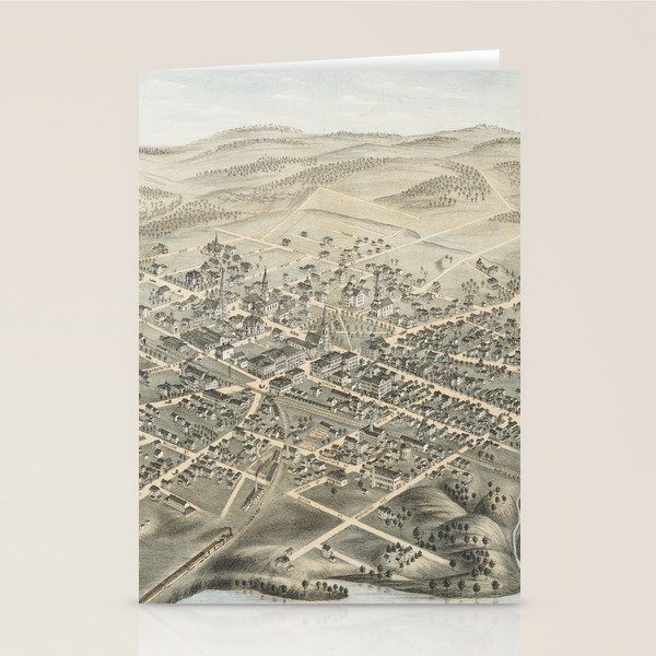 Vintage Pictorial Map of Natick MA (1877) Stationery Cards by