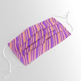 [ Thumbnail: Purple & Light Salmon Colored Striped/Lined Pattern Face Mask ]