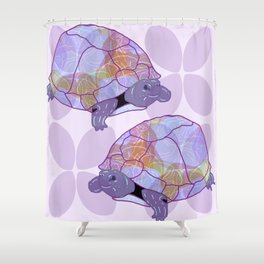 Purple Floral Shell Turtles Shower Curtain