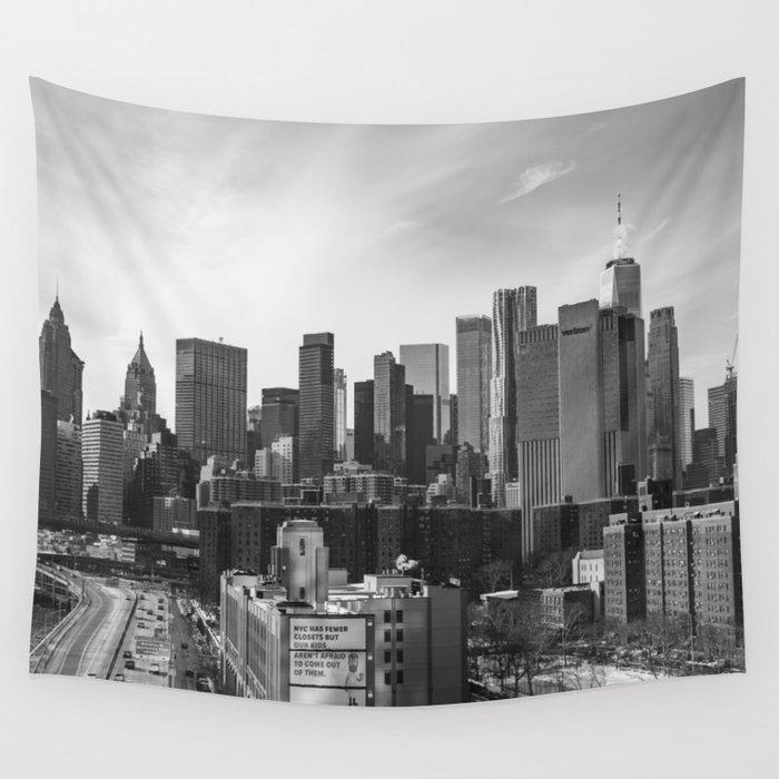 NYC Views | Black and White Travel Photography in New York City Wall Tapestry