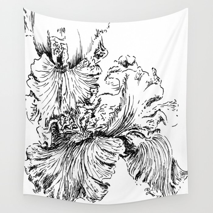 Flower Pen and ink Wall Tapestry by JackieMac | Society6