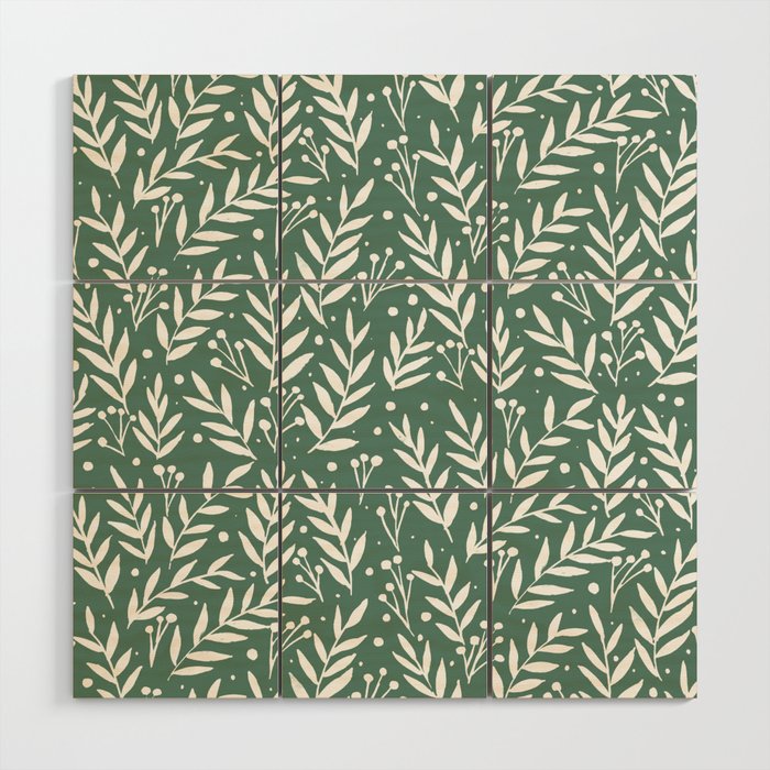 Festive branches - sage green Wood Wall Art