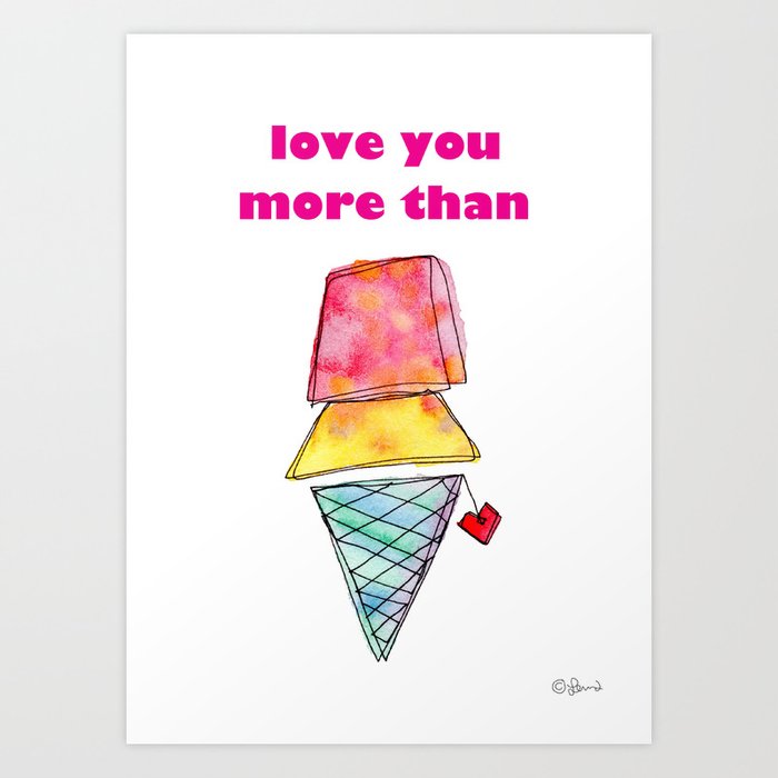 Love You More Than Ice Cream Pattern Food Illustration Love