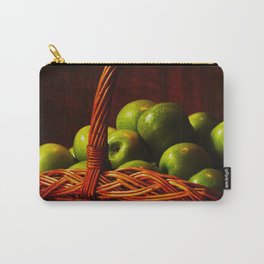 Green tempting apples in a wicker basket Carry-All Pouch
