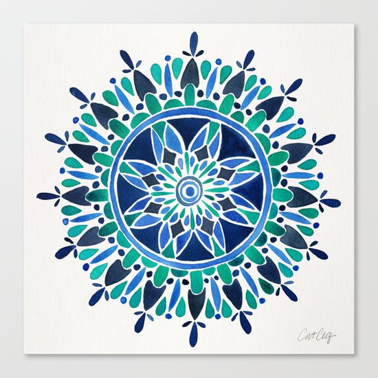 Blue & Turquoise Mandala Canvas Print
