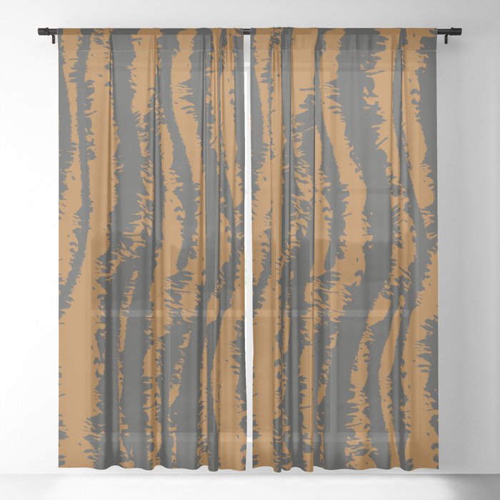 Tiger Stripes - Brown Sheer Curtain