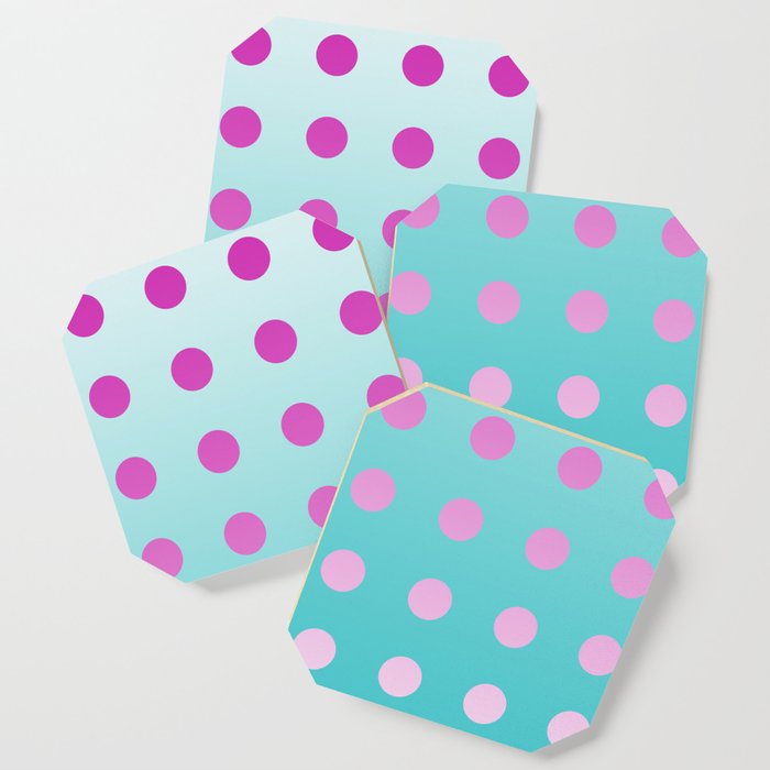 pink and aqua dots gradation Coaster