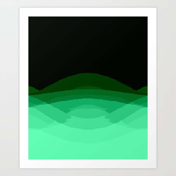 Mint Green Black Ombre Art Print