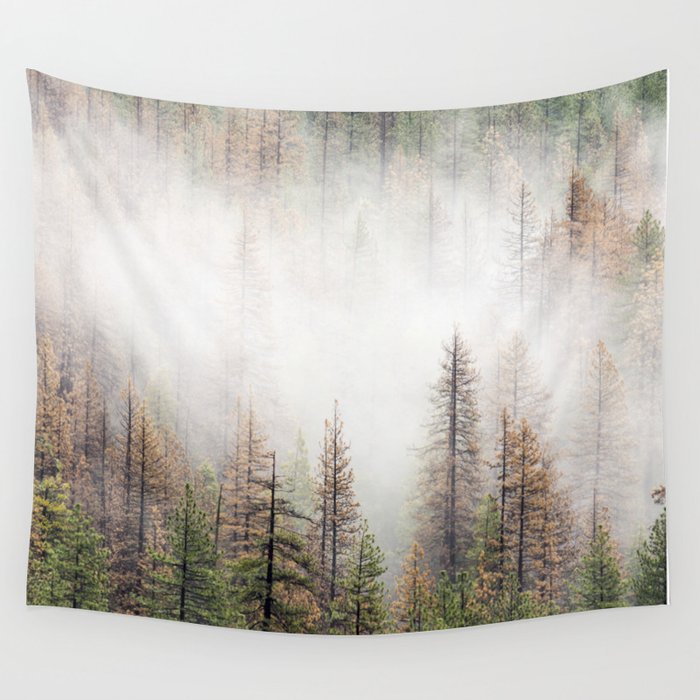 Misty Forest Scene Wall Tapestry by EndOfEraDesigns Society6