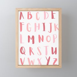 Alphabets - Pink Color Framed Mini Art Print