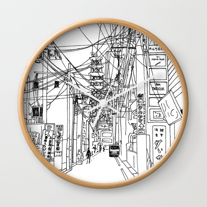 Osaka - downtown street Wall Clock
