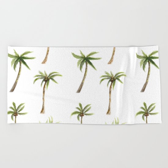 Watercolor palm trees pattern Beach Towel