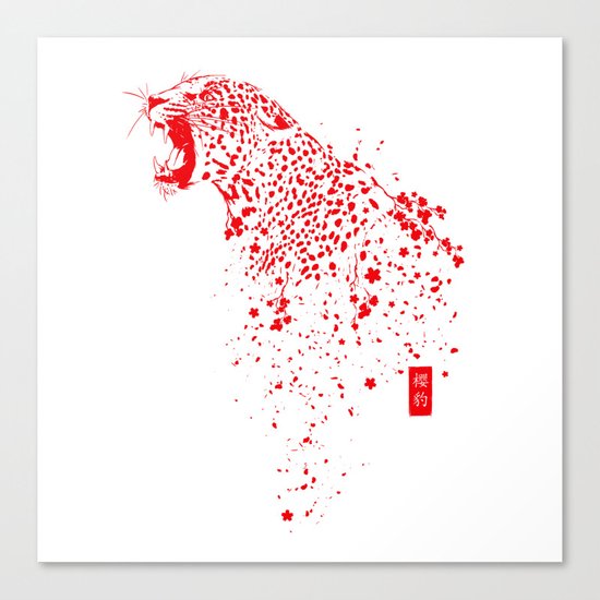 Sakura Leopard Canvas Print