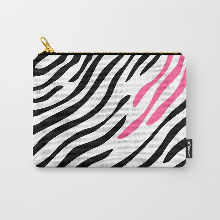 Zebra print. Pink Carry-All Pouch