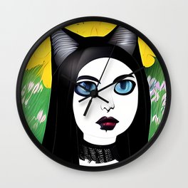 Jynx Wall Clock | Witchy, Whimsical, Creepy, Lowbrow, Dark, Popsurrealism, Catlady, Floral, Surreal, Scary 
