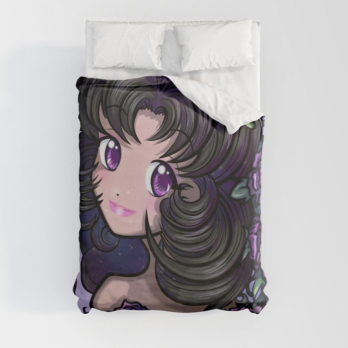 Anime Manga Beautiful Eyes Sailor Moon Style Cute Flower Girl Duvet Cover By Tazmaaanime Society6