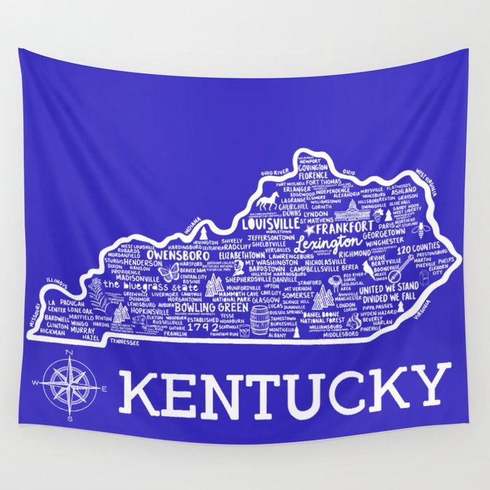 Kentucky Map Wall Tapestry
