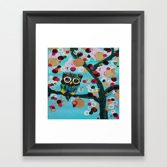 :: Gemmy Owl Loves Jewel Trees :: Framed Art Print