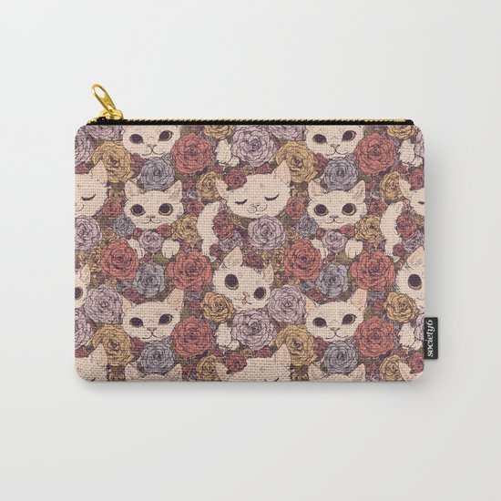 Floral Cat Pattern Carry-All Pouch