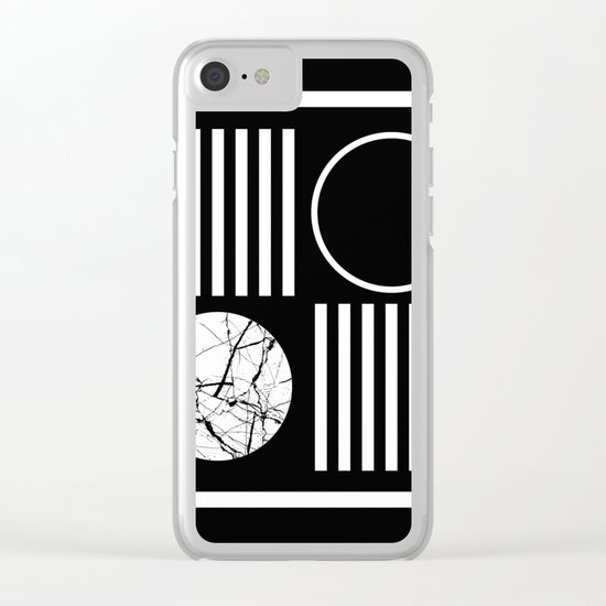 Retro Marble 2 - Abstract, geometric, black and white, bold, modern design Clear iPhone Case