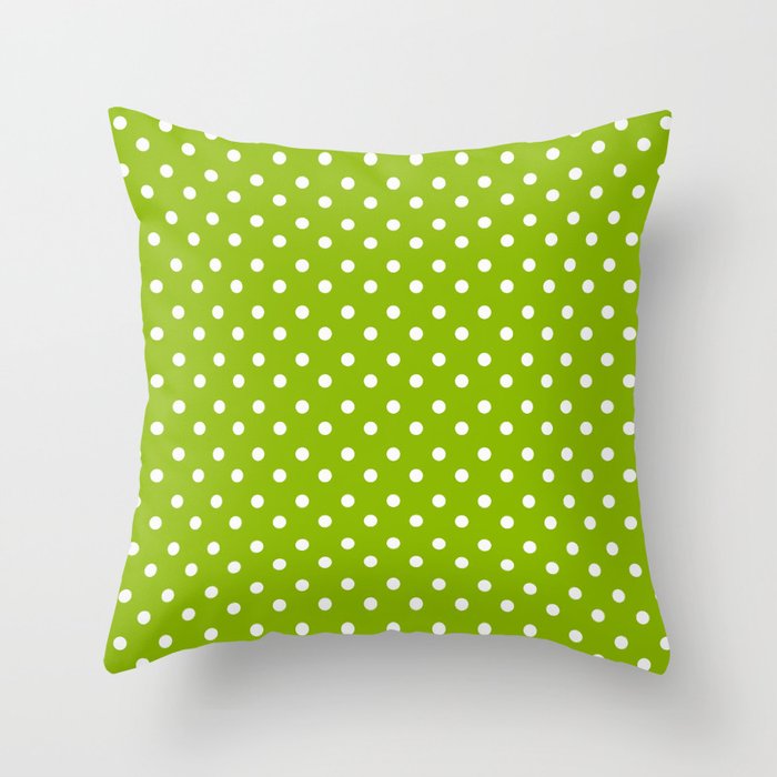 Small White Apple Green Spring Polka Dot Pattern Throw Pillow By