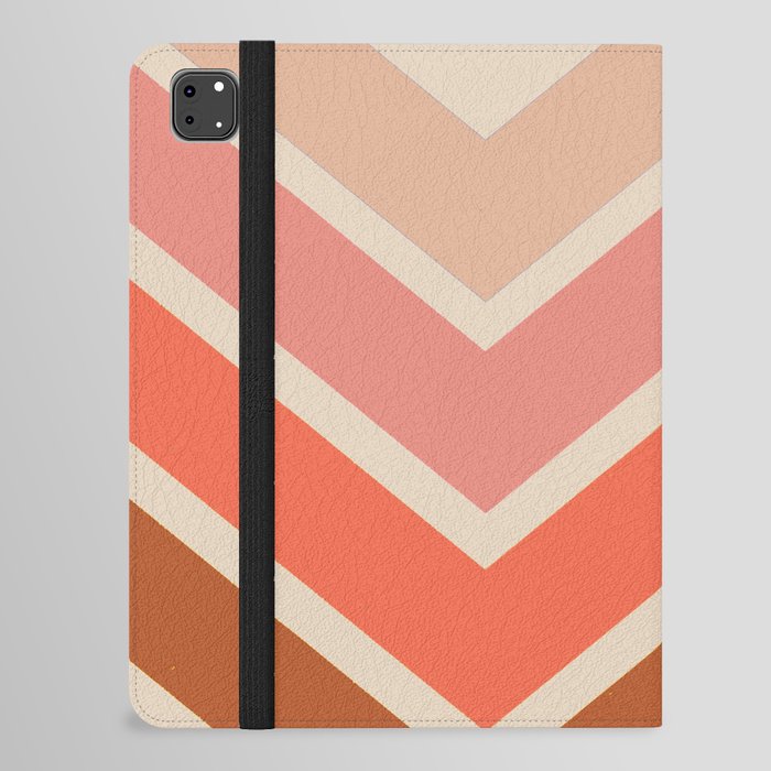 Horizontal Zigzag Stripes Retro Design in Blush Tones iPad Folio Case