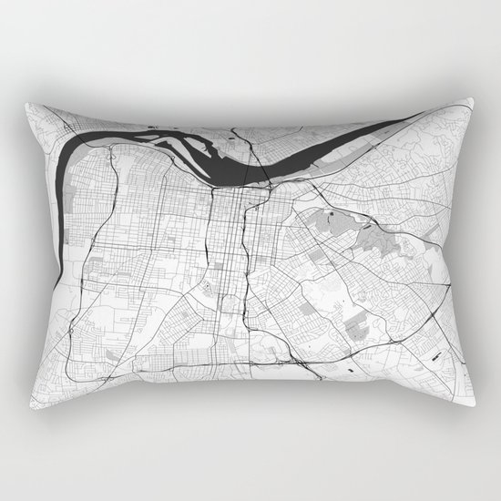 Louisville Map Gray Rectangular Pillow