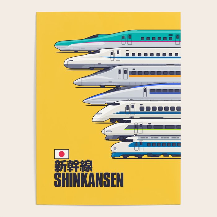 Shinkansen Bullet Train Evolution Yellow Poster By Neotokyo Society6