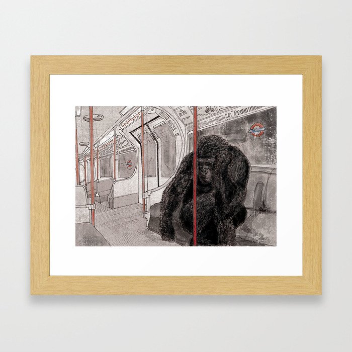 Gorilla on the Tube Framed Art Print