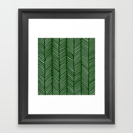 Forest Green Herringbone Framed Art Print