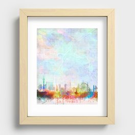 Las Vegas Skyline Map Watercolor, Print by Zouzounio Art Recessed Framed Print