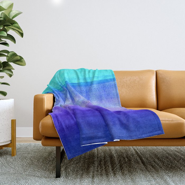 Ocean Horizon - cobalt blue, purple & mint watercolor abstract Throw Blanket