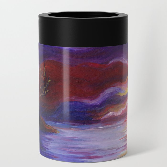 Colorful Sunset Landscape Painting Can Cooler
