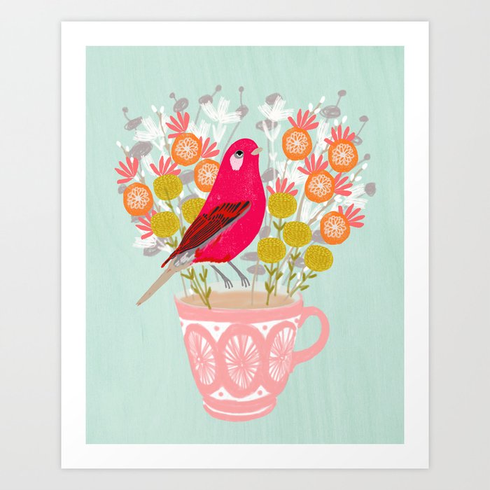 Bird on a Teacup by Andrea Lauren  Art Print
