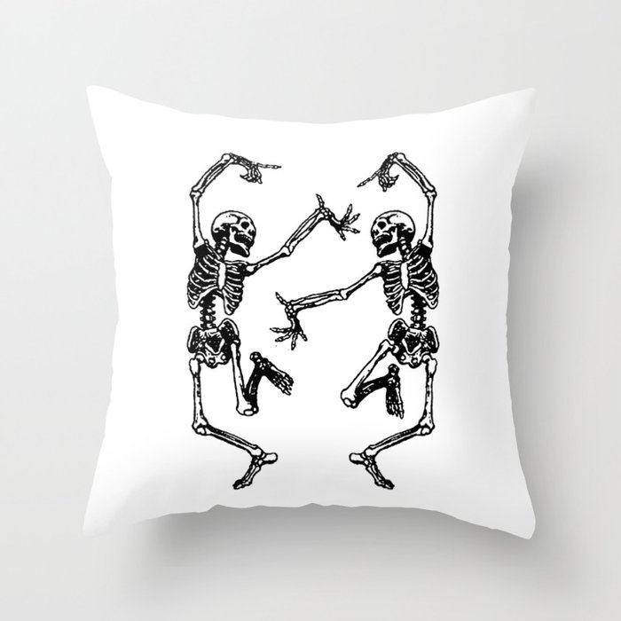 Duo Dancing Skeleton Throw Pillow