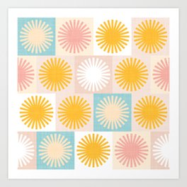 Sunny Checks Plaid pattern in pastels Art Print