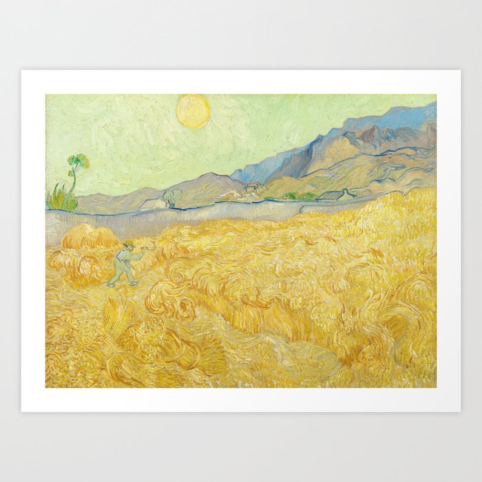 Vincent Van Gogh Wheatfield with a Reaper Art Exhibition Print Art Print