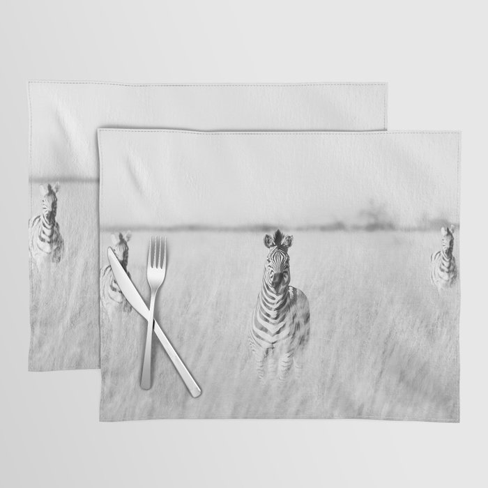 Zebras in Africa | Black and White Nature Placemat