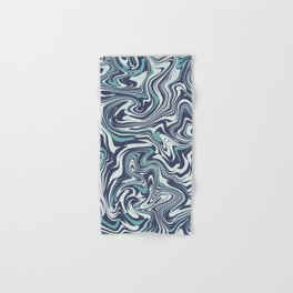 Retro blue liquid marbling pattern Hand & Bath Towel