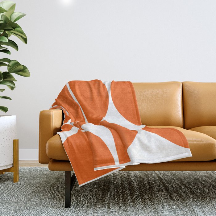 Mid Century Modern Orange Square Throw Blanket