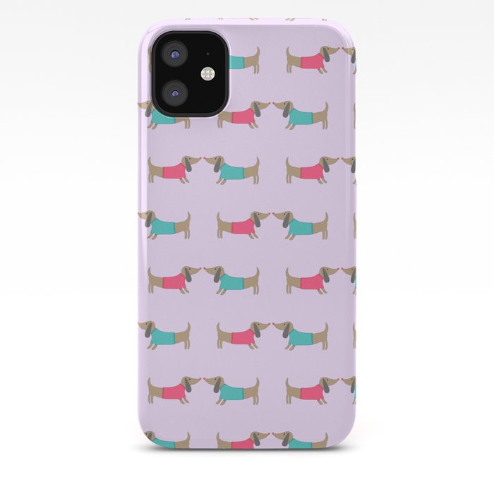Cute Dog Lovers In Pink Background Iphone Case By Bigmomentsdesign