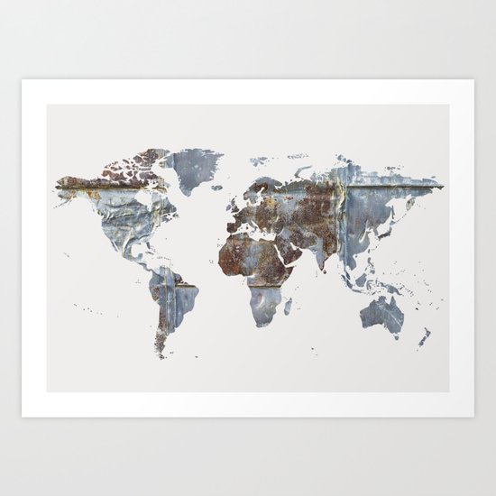 World Map(metal) Art Print